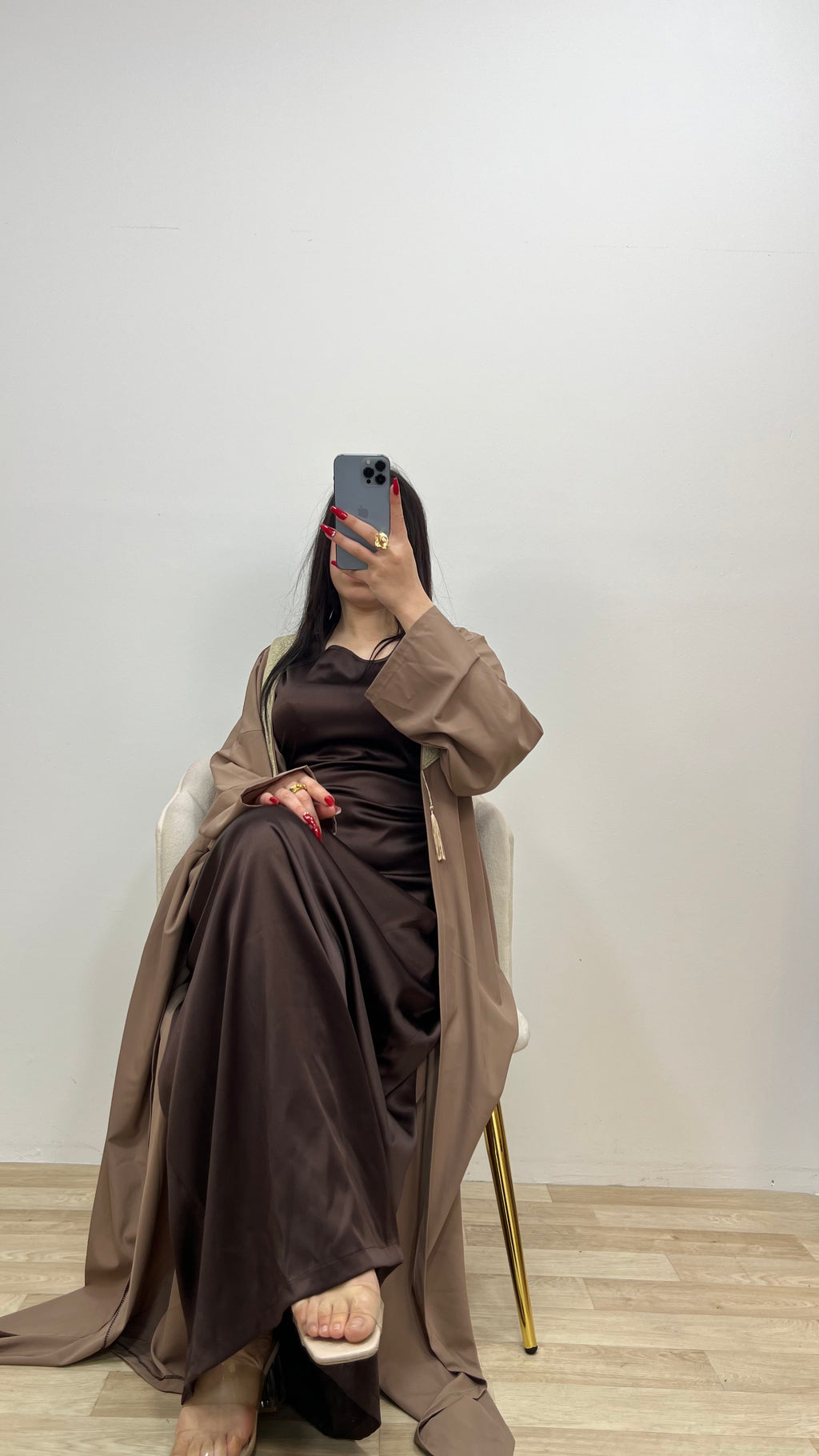 🤎 NARZIA Abaya 2PCS / Abaya + Robe Satin