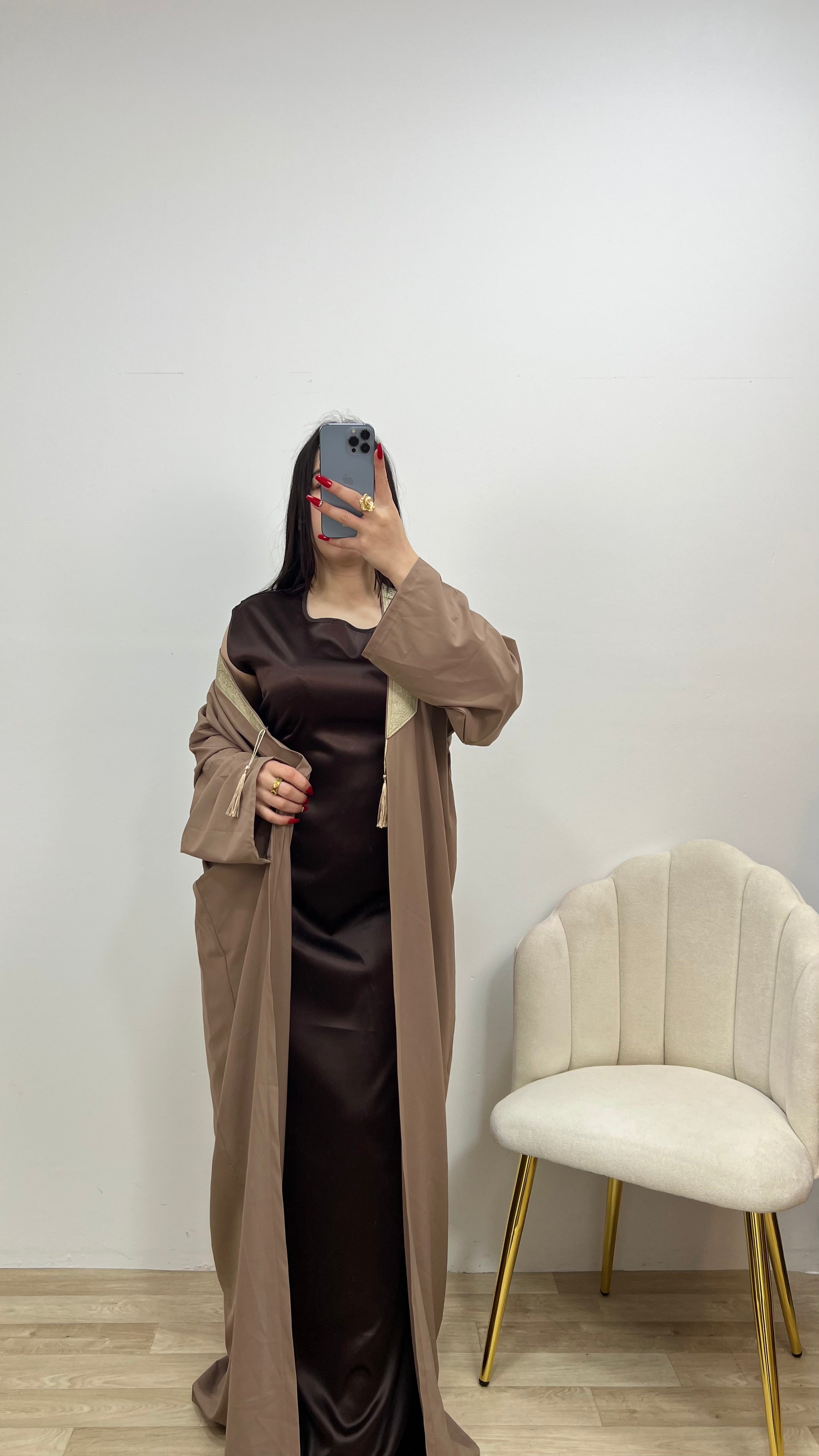 🤎 NARZIA Abaya 2PCS / Abaya + Robe Satin